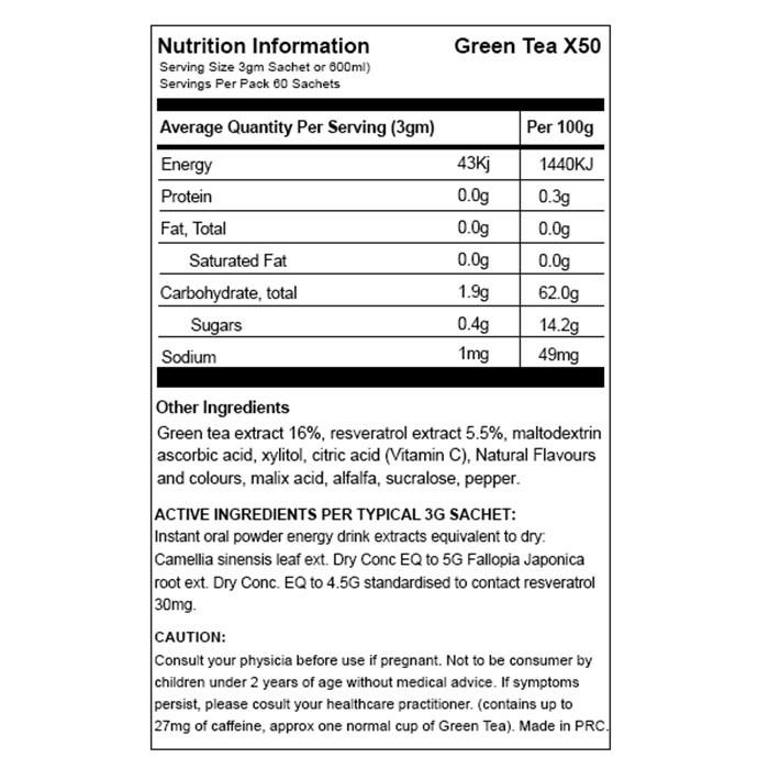 Tribeca Health Green Tea X50 - Second To None Nutrition
